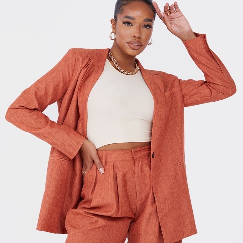 Rust Oversized Dad Blazer - Picture 2 of 5